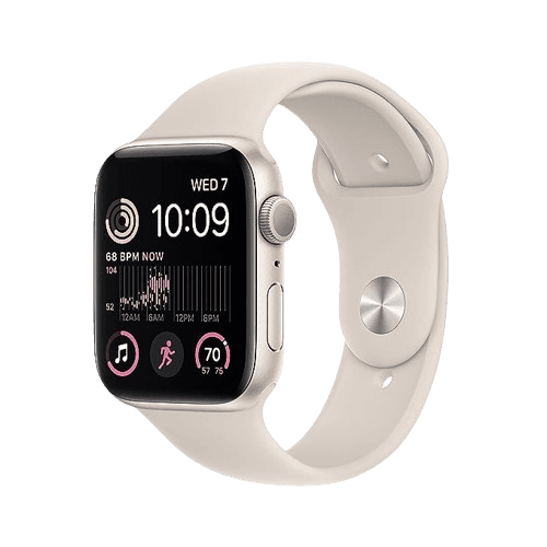 Apple Watch SE (2nd Gen) [GPS 44 mm] Smart Watch w/Starlight Aluminium Case & Starllight Sport Band